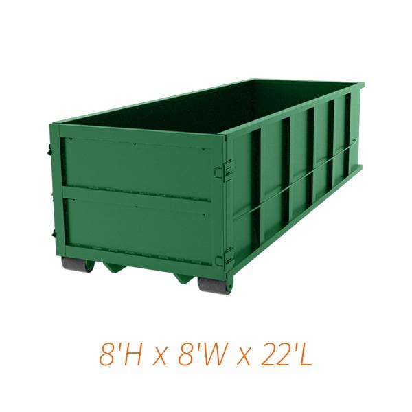 our forty-yard dumpsters can be used for construction debris, household waste, and yard waste